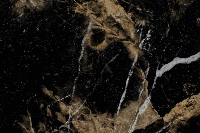 Black glossy marble with beige veins