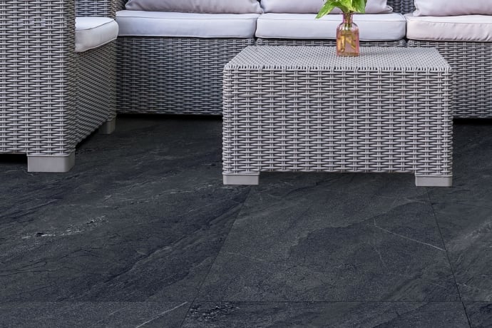 Carrelage technique effet marbre anthracite