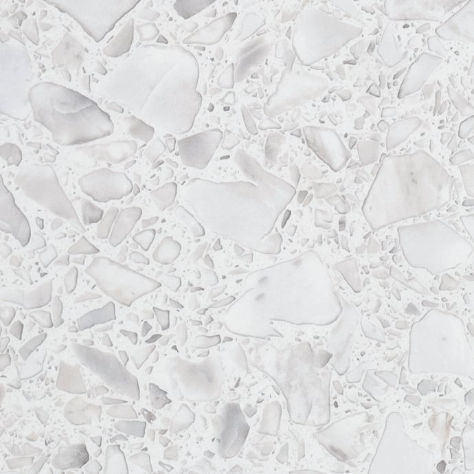 Macro Terrazzo glossy white large-size slabs