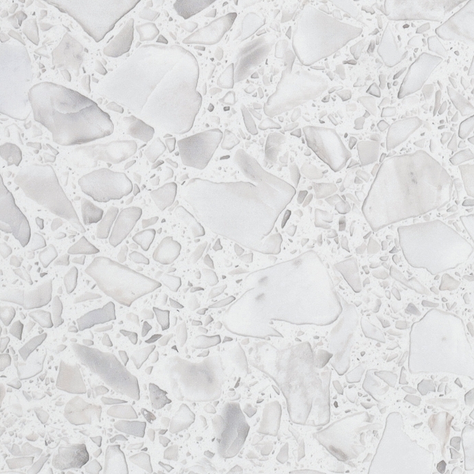 Macro Terrazzo glossy white large-size slabs