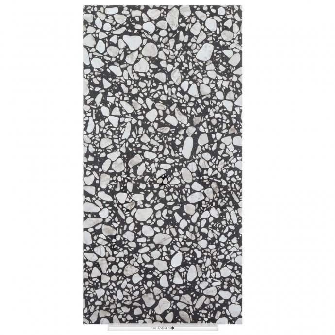 Macro Terrazzo glossy dark brown - ItalianGres