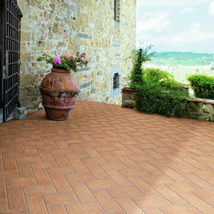 Terracotta effect floor tiles copper