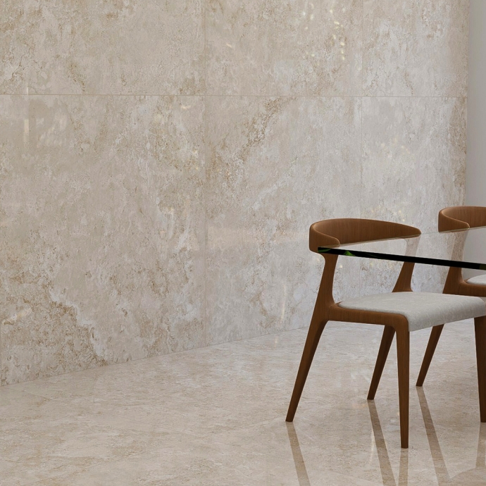 Marmo lucido travertino crosscut beige