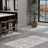 Classic venetian terrazzo floor grey and black