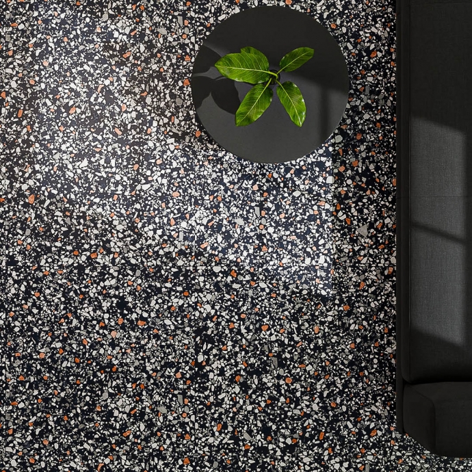 Classic venetian terrazzo floor black and white