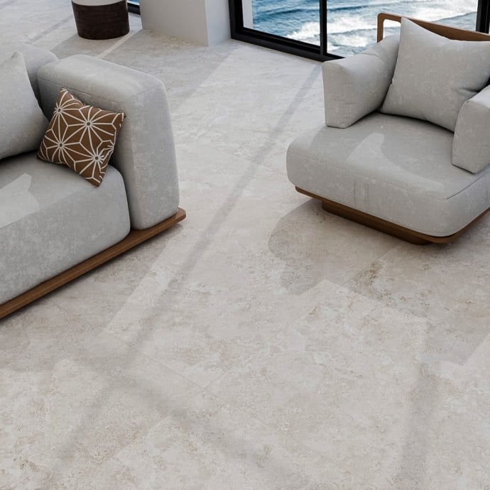 Crosscut beige travertine marble