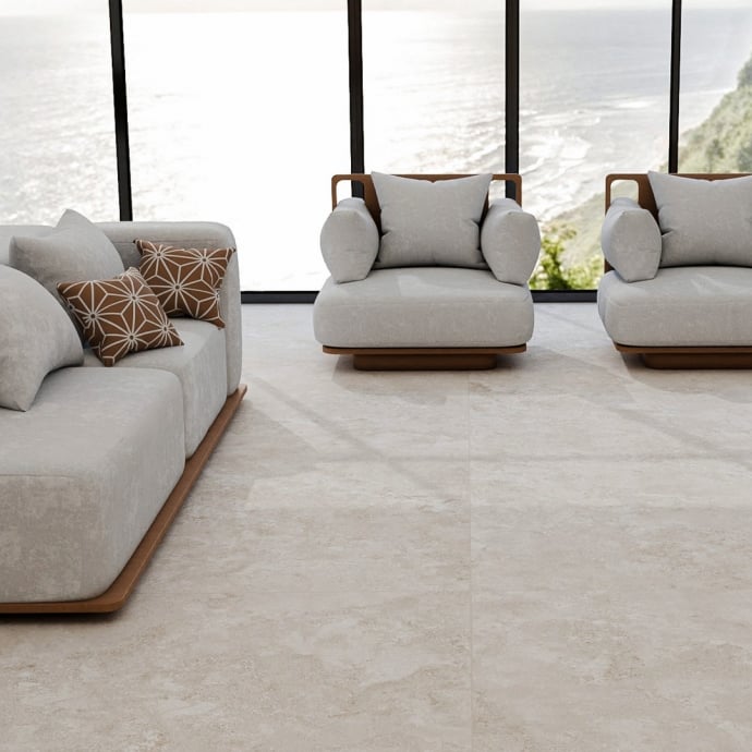 Crosscut beige travertine marble