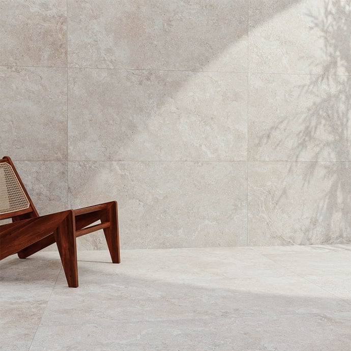 Crosscut almond travertine textured