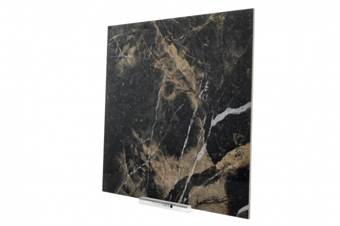 Black glossy marble with beige veins