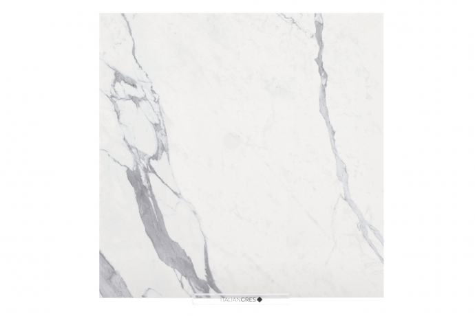 Glossy Statuario marble with diagonal grey lines