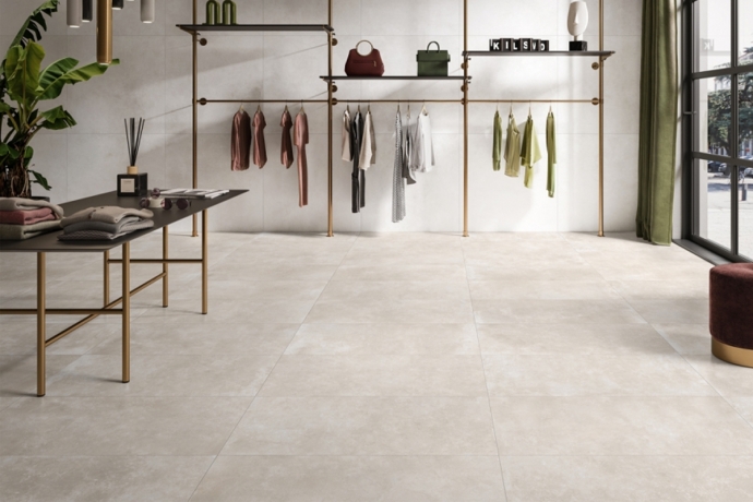 Concrete effect porcelain stoneware beige