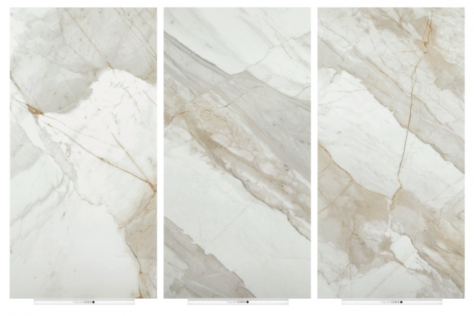 Glossy Calacatta marble grey and gold