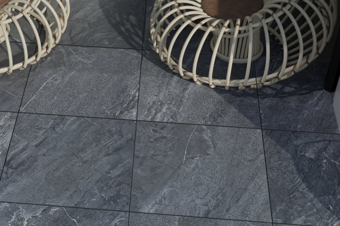 Anthracite technical marble effect floors