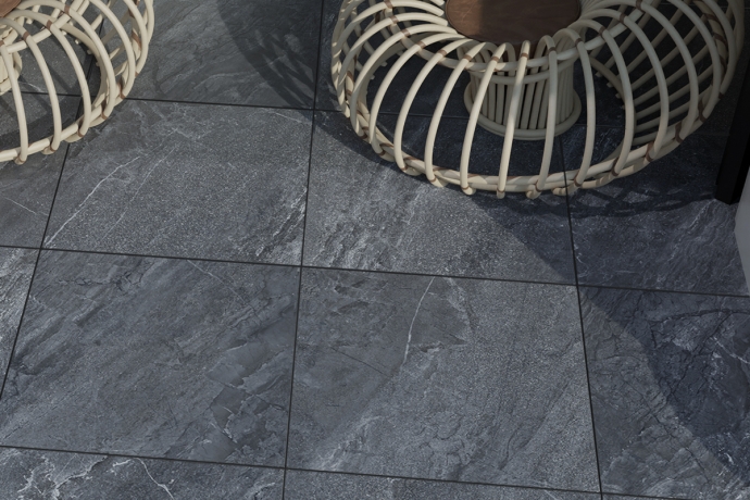 Carrelage technique effet marbre anthracite