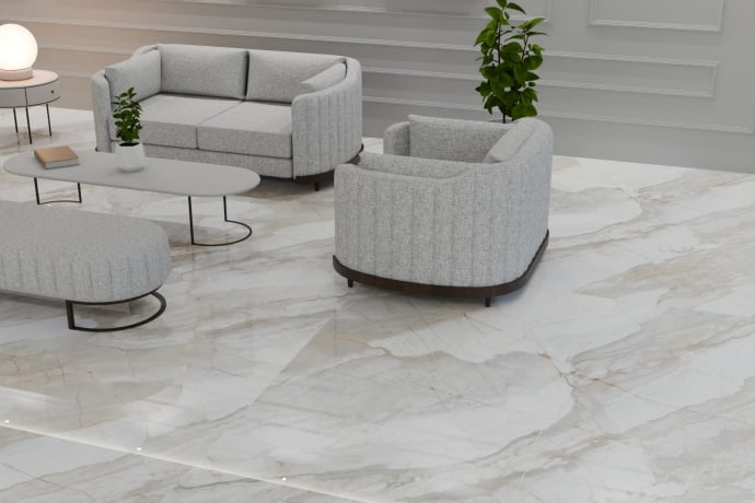 Glossy Calacatta marble grey and gold