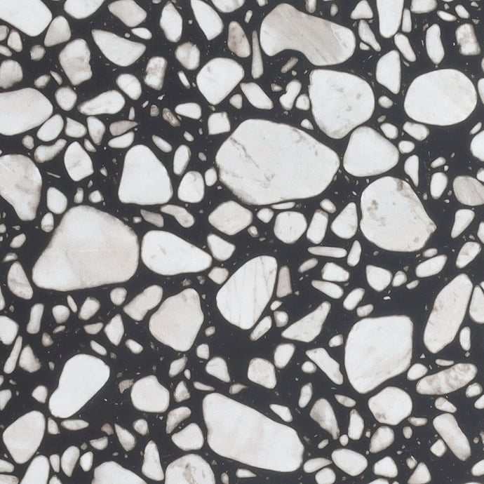 Macro Terrazzo glossy dark brown large slabs