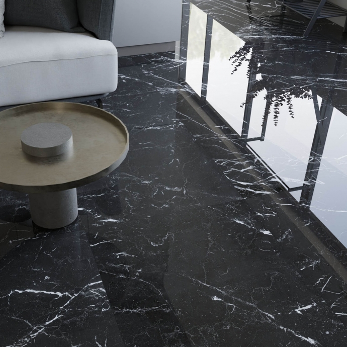 Elegant black glossy marble