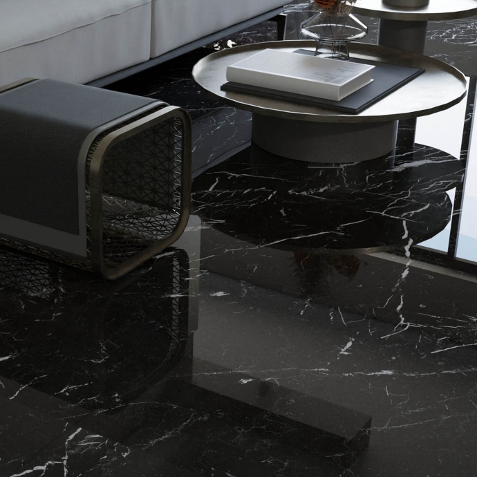 Elegant black glossy marble