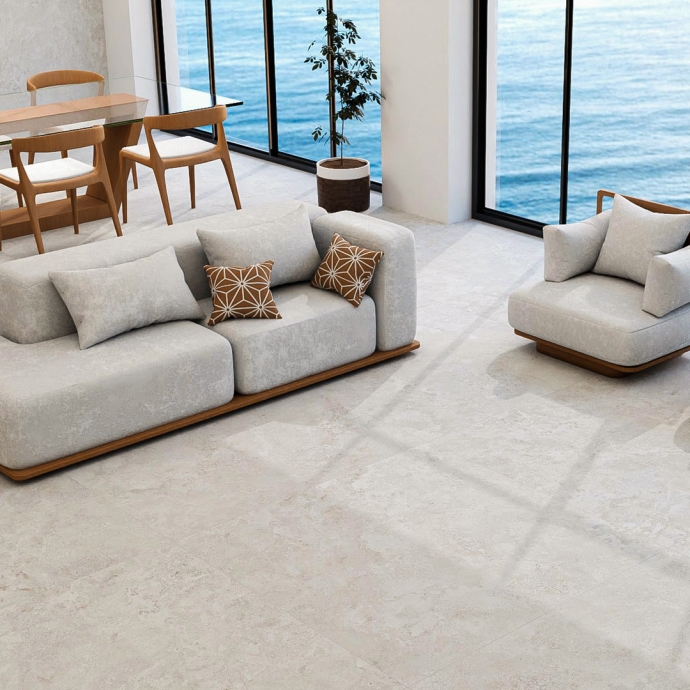 Crosscut white travertine marble