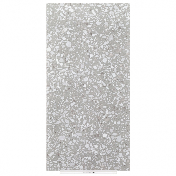 Classic venetian terrazzo floor grey and white