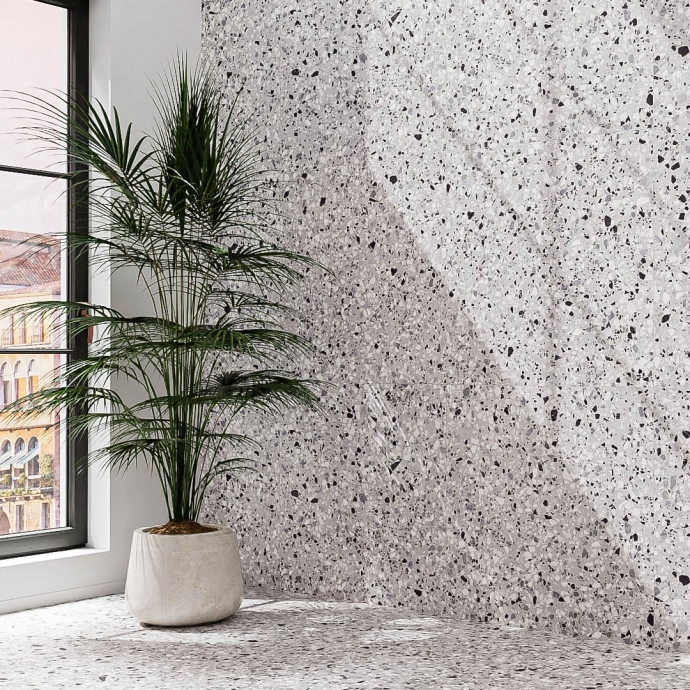 Classico terrazzo veneziano grigio e nero