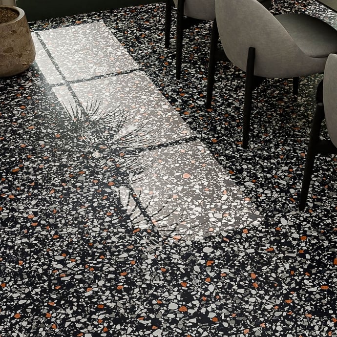 Classico terrazzo veneziano nero e bianco