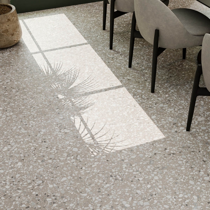 Classic light brown and white Venetian terrazzo floor