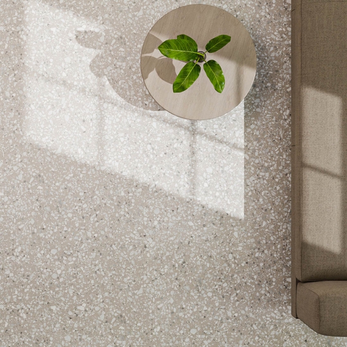 Classic light brown and white Venetian terrazzo floor