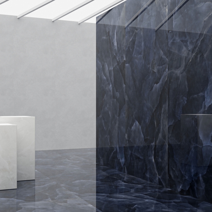 Dark blue vein glossy marble