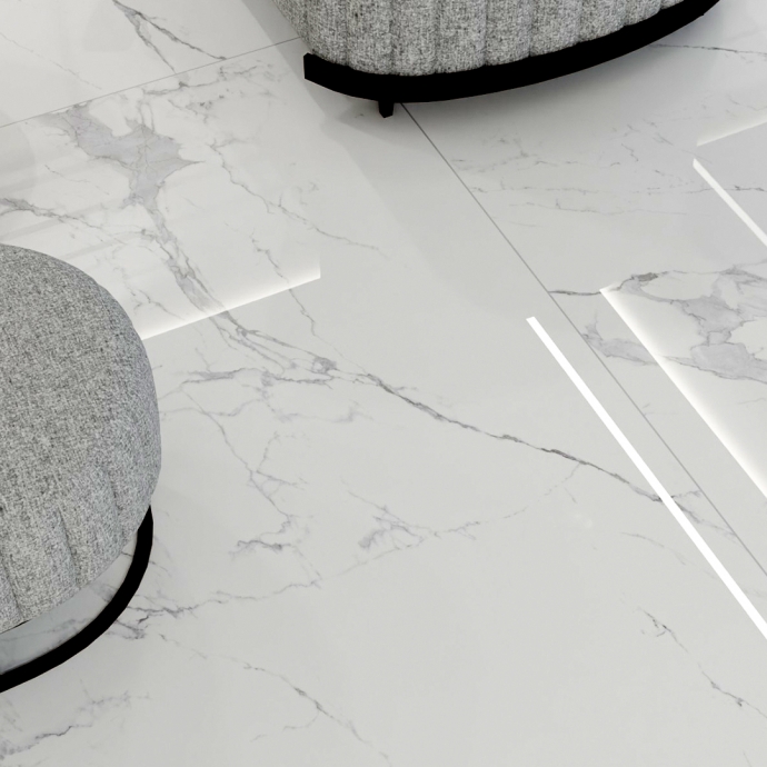 Glossy marble white melange