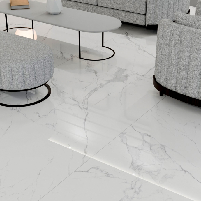 Glossy marble white melange