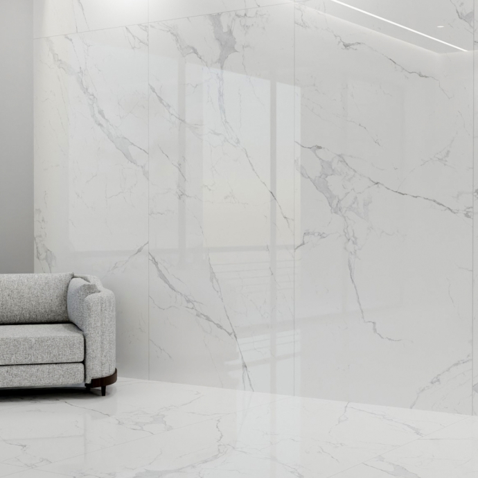 Marble effect tiles - White melange