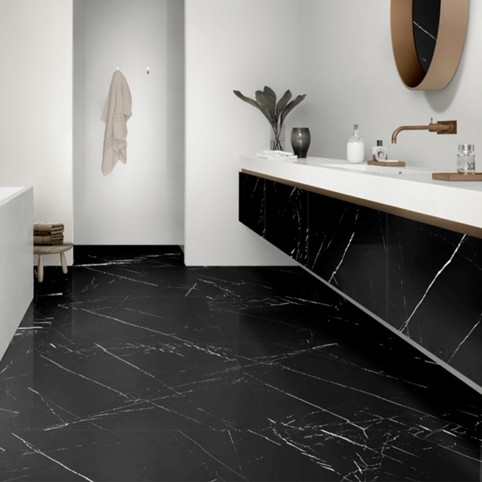 Glossy marble black melange