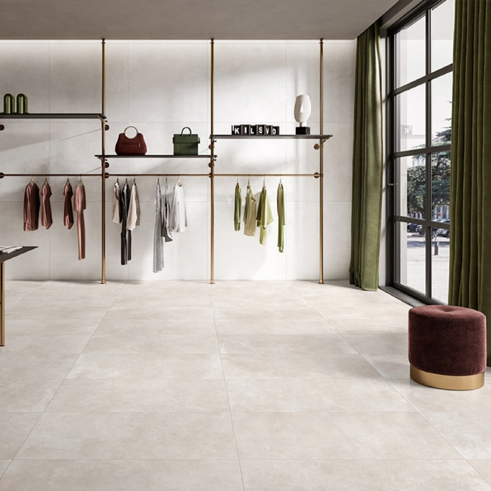 Concrete effect porcelain stoneware beige