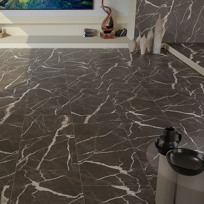 Modern white and black semi polished marble