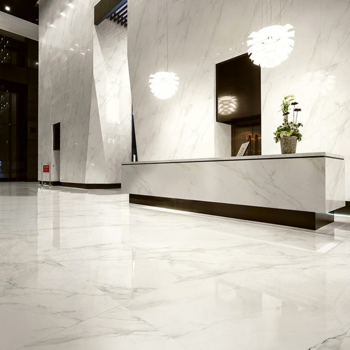 Dark grey vein semi polished marble