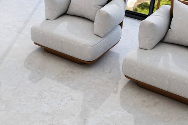 Crosscut white travertine marble